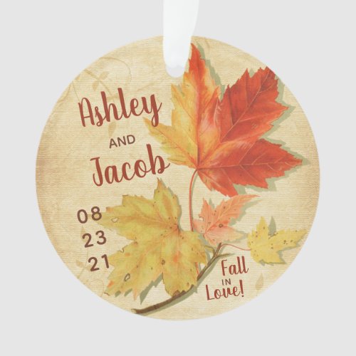 Autumn Fall Maple Leaves Wedding Favor Save Date Ornament