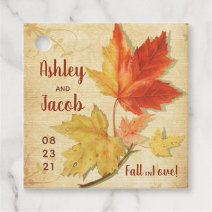 Autumn Fall Maple Leaves Wedding Favor Save Date Tags