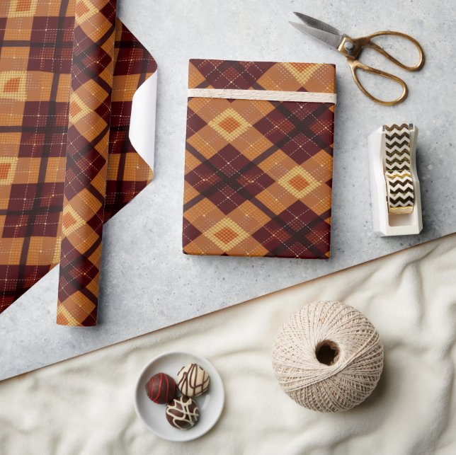 Autumn Fall Modern Argyle Pattern No20 Wrapping Paper (Crafts)