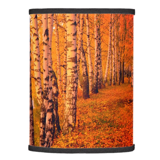 Autumn Fall Modern Leaves Orange Rustic  Lamp Shade (Right)