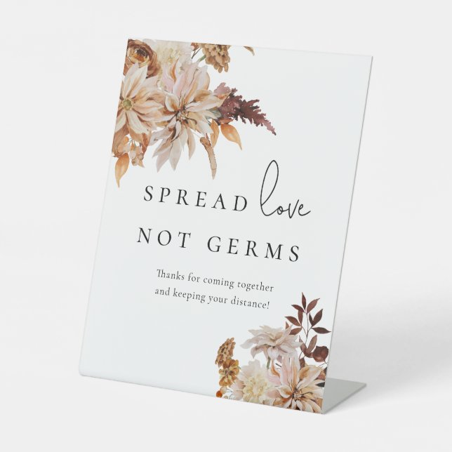 Autumn Fall Modern Wedding Sanitizing Station Pedestal Sign (Front)