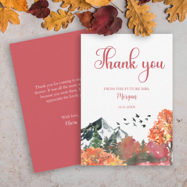Autumn Fall Mountain Forest Bridal Shower Thank You Card (Creator Uploaded)