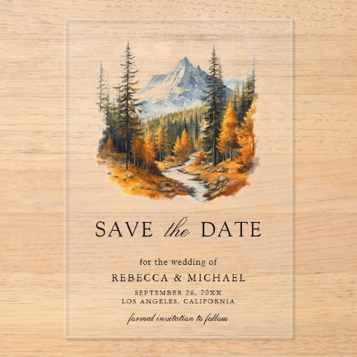 Autumn Fall Mountain Forest Wedding Save the Date