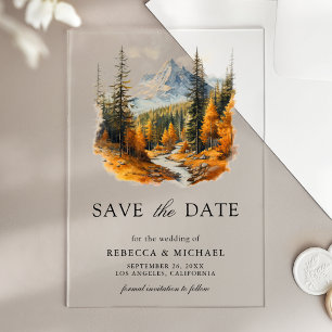 Autumn Fall Mountain Forest Wedding Save the Date