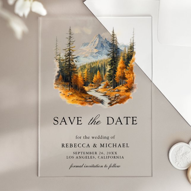 Autumn Fall Mountain Forest Wedding Save the Date (Creator Uploaded)