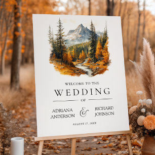 Autumn Fall Mountain Forest Wedding Welcome Sign