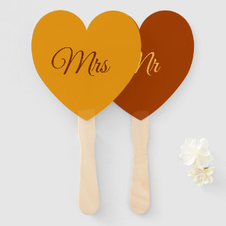 Autumn fall Mr and Mrs fans/paddles Hand Fan