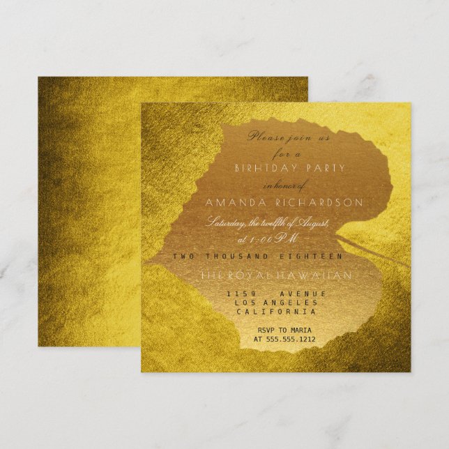 Autumn Fall Mustard Golden Leaves Birthday Party Invitation (Front/Back)