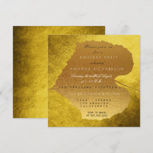 Autumn Fall Mustard Golden Leaves Birthday Party Invitation