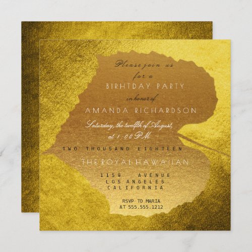Autumn Fall Mustard Golden Leaves Birthday Party Invitation