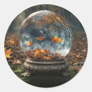 Autumn Fall Mystical Crystal Ball Classic Round Sticker