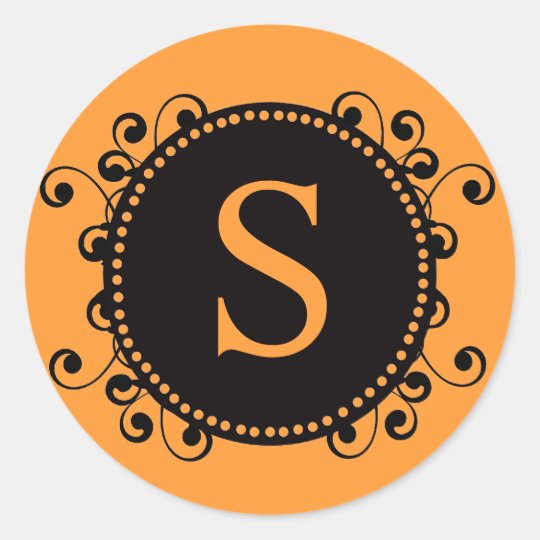 Autumn Fall Orange Monogram S Wedding Sticker