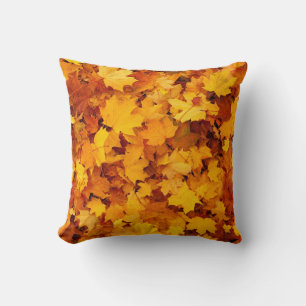 Autumn Fall Orange Yellow Brown Maple Leaves  Throw Pillow