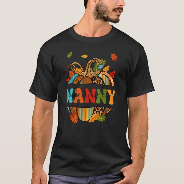 Autumn Fall Outfit Nanny Thankful Grateful Blessed T-Shirt (Front)