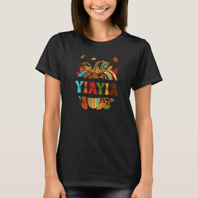 Autumn Fall Outfit Yiayia Thankful Grateful Blesse T-Shirt (Front)