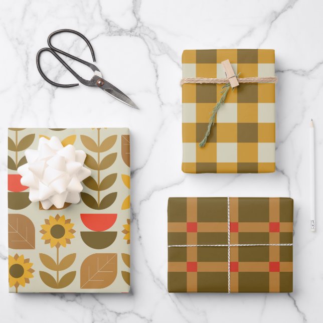 Autumn Fall Pattern Wrapping Paper Sheets (Front)