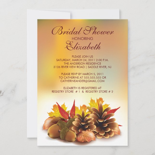 Autumn Fall Pinecones Bridal Shower Invitation (Front)