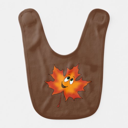 Autumn Fall Printed Brown  Orange Baby Bib