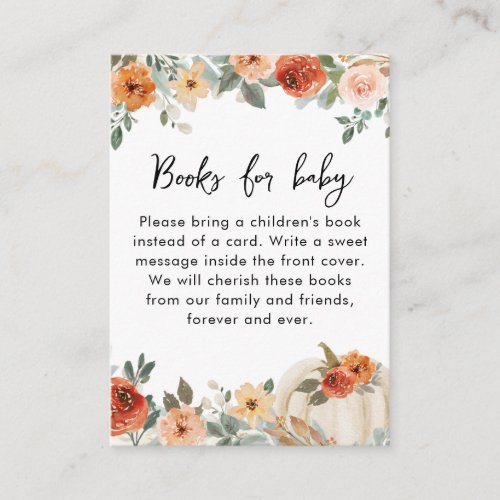 Autumn Fall Pumpkin Baby Shower Book Request Enclosure Card