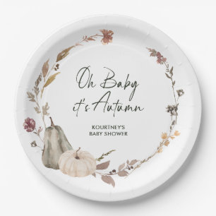 Autumn Fall Pumpkin Baby Shower Paper Plates