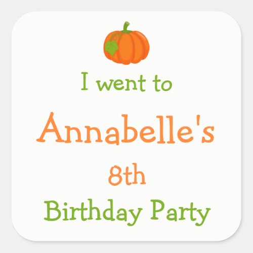 Autumn Fall Pumpkin Birthday I went to Stickers