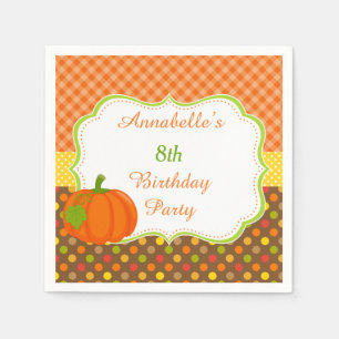 Autumn Fall Pumpkin Birthday Napkins