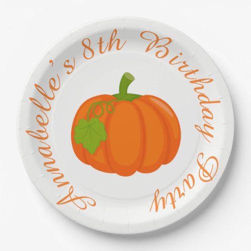 Autumn Fall Pumpkin Birthday Paper Plates