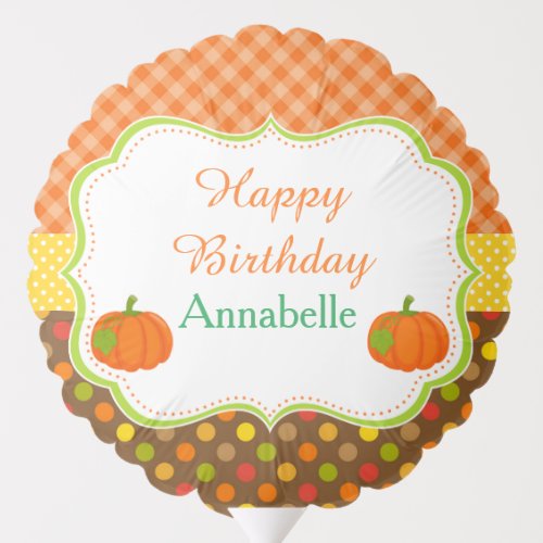 Autumn Fall Pumpkin Birthday Party Balloon