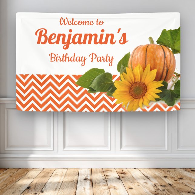 Autumn Fall Pumpkin Birthday Party Banner (Creator Uploaded)