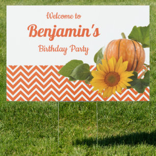 Autumn Fall Pumpkin Birthday Party Sign