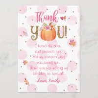 Autumn Fall Pumpkin Birthday Thank You Card
