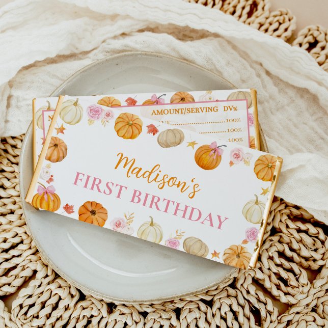 Autumn Fall Pumpkin Girl Birthday Hershey Bar Favors (Creator Uploaded)