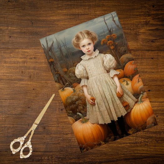 Autumn Fall Pumpkin Girl Thanksgiving Decoupage