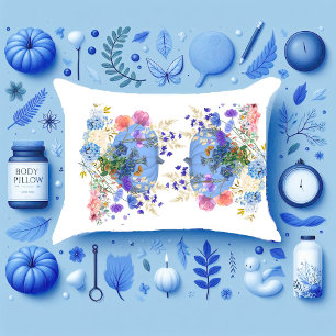 Autumn Fall Pumpkin Pastel Blue Botanical Floral   Pillow Case