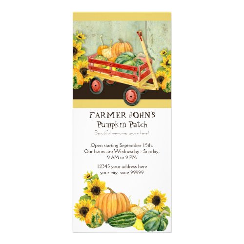 Autumn Fall Pumpkin Patch Harvest Farm Businesses Rack Card