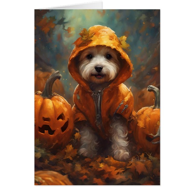 Autumn Fall Pumpkin Puppy Cards (Front)