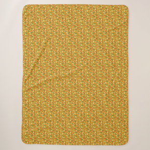 Autumn Fall Pumpkin Seeds Orange Beige Green Sherpa Blanket