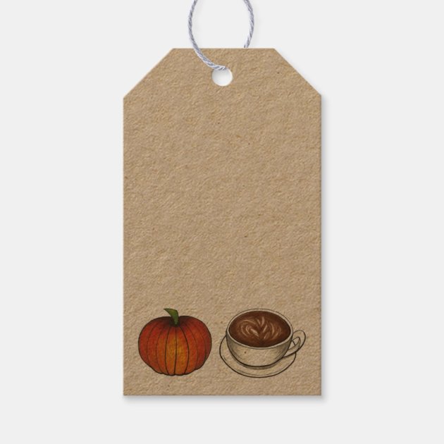 Autumn Fall Pumpkin Spice Latte Coffee Gift Tags