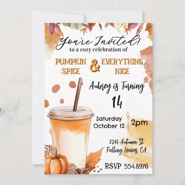 Autumn Fall Pumpkin Spice Party Invitation (Front)