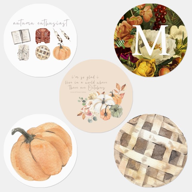 Autumn Fall Pumpkin Stickers (Group)