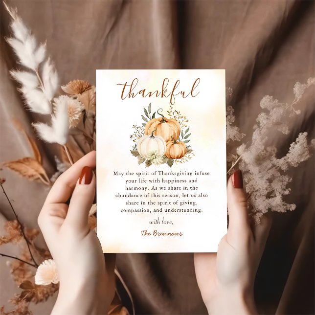 Autumn Fall Pumpkin Thankful Thanksgiving Holiday Card (Creator Uploaded)