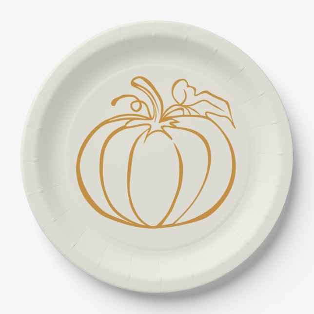 Autumn Fall Pumpkin Thanksgiving design Paper Plates (Front)