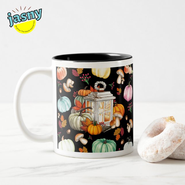 Autumn Fall Pumpkin Themed Two-Tone Coffee Mug (Creator Uploaded)