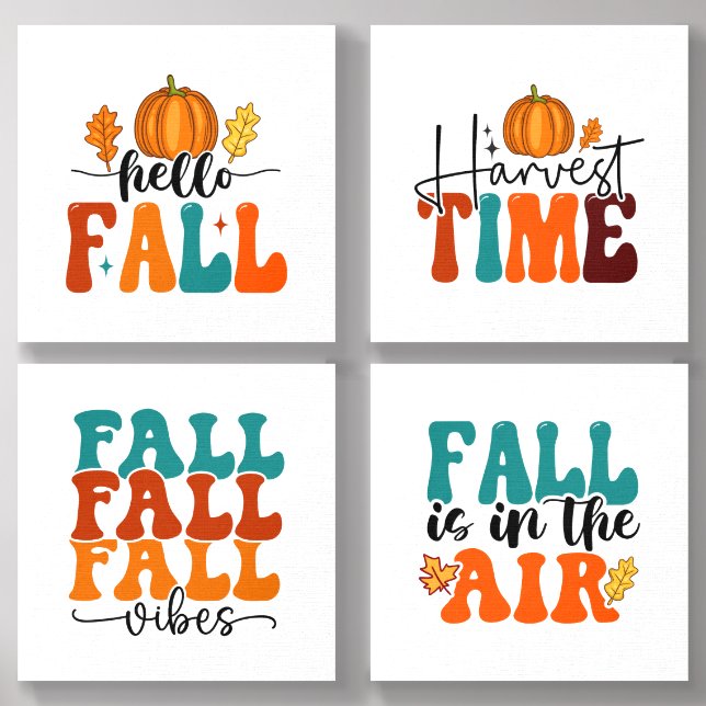 Autumn Fall Pumpkin Wall Decor Poster Foam Core Photo Tile (Front Set)