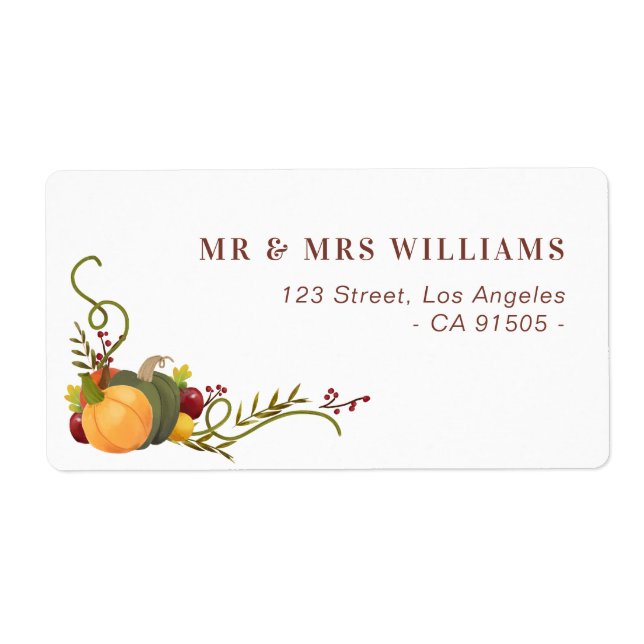 autumn fall pumpkins address label (Front)