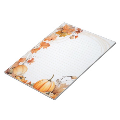 Autumn  Fall pumpkins and leaves lined note pad