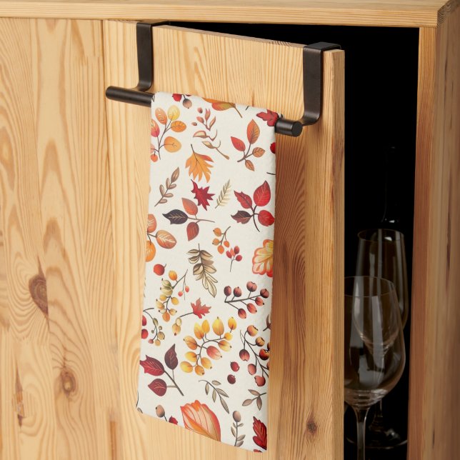 Autumn Fall Pumpkins & Leaves Kitchen | Holiiday Towel (Thirds Fold)