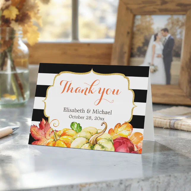 Autumn Fall Pumpkins Maple Leaves Thank You | Zazzle