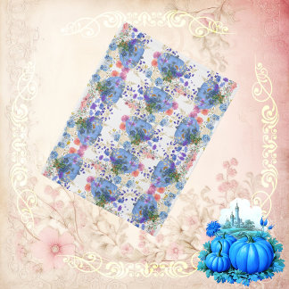 Autumn Fall Pumpkins Pastel Blue Botanical Floral Duvet Cover