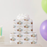 Pumpkin Fall Neutral Baby Shower Wrapping Paper Sheets